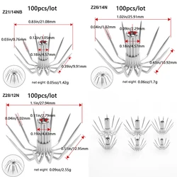 100 pcs squid jig hooks, large right angle hooks, stainless steel umbrella hooks, non barbed multi claw hooks, sea fishing hooks