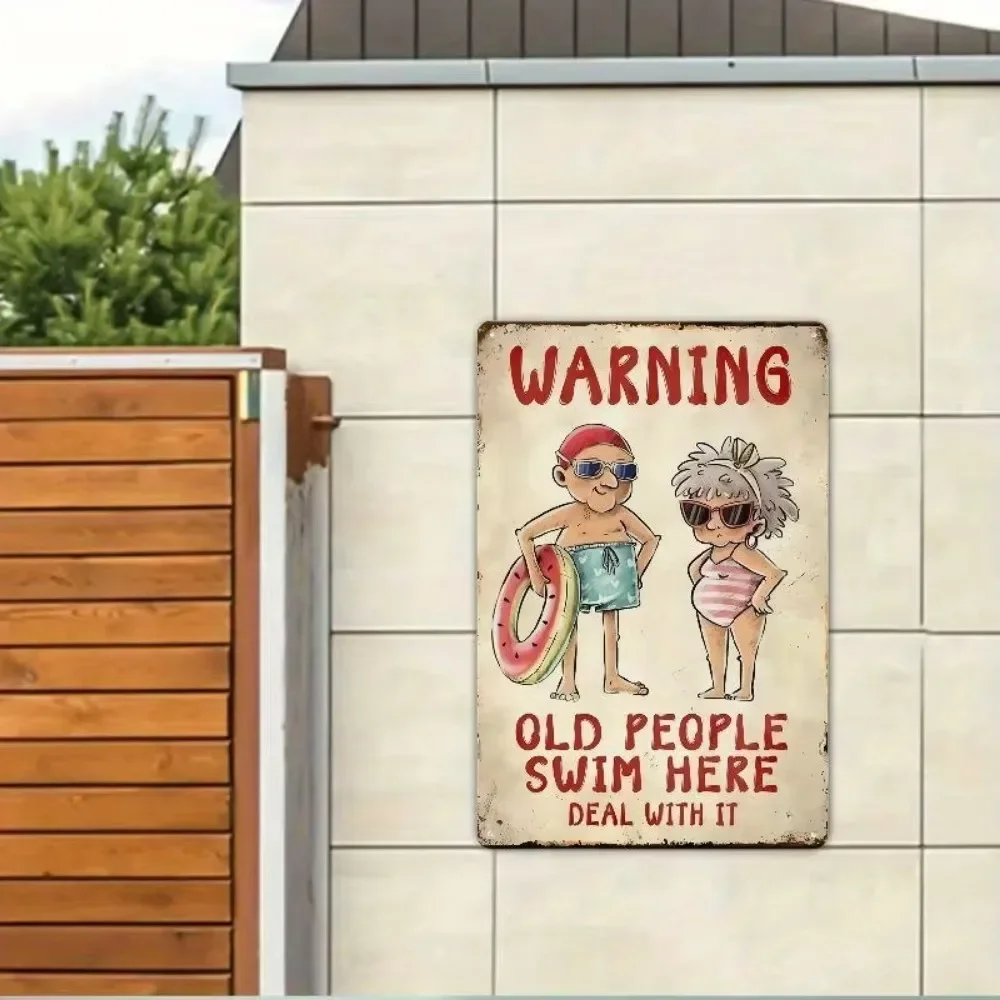 علامة معدنية "كبار السن يطفو هنا" - لوحة فنية جدارية ريفية وروح الدعابة، مثالية للديكور الداخلي/الخارجي في البار، كهف المنزل والرجل، #6