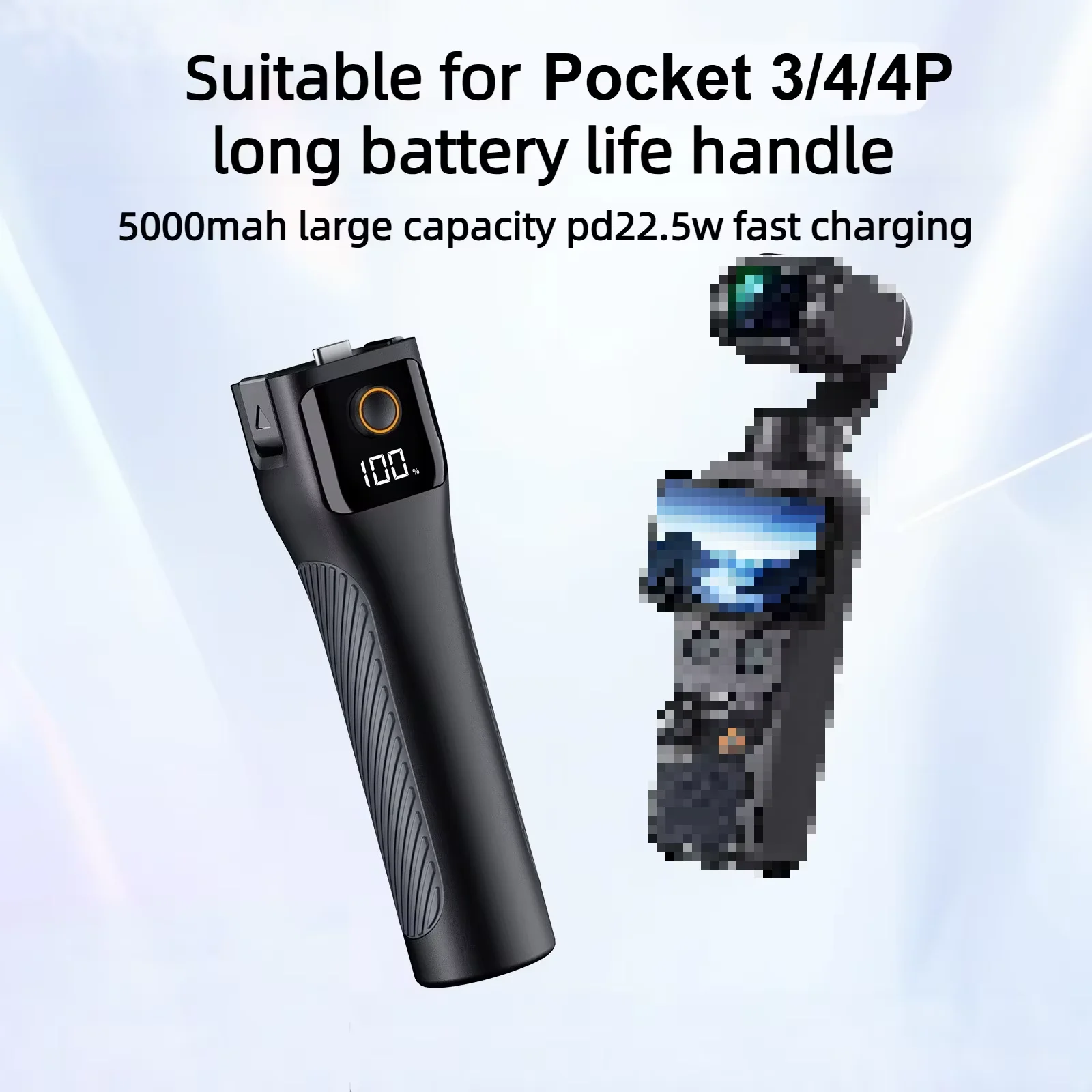 For Pocket 3/Pocket 4/4P Camera Accessories Battery Handle Mobile Power Built-In 5000mAh Vlog Shooting Power Bank
