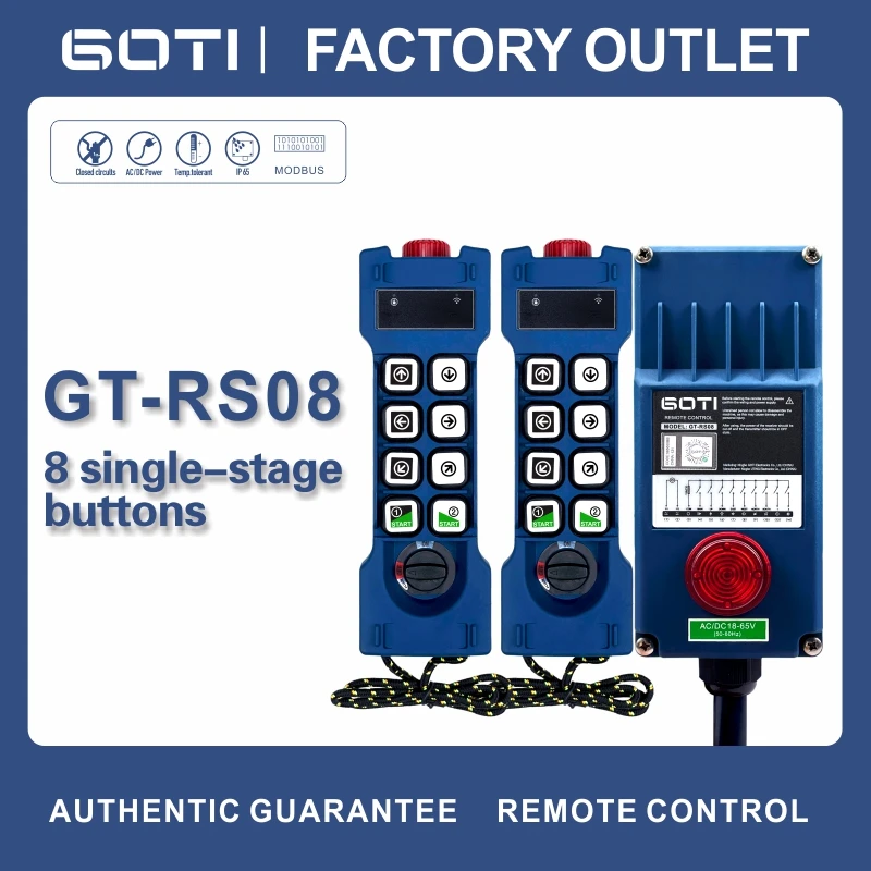 GT-RS08 Industrial Wireless Remote Control Hoist Crane Lift Switch 8 Single Speed Buttons for Truck Hoist Crane