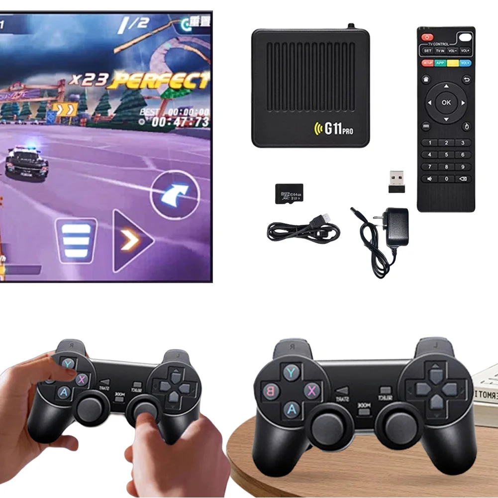 صندوق ألعاب G11 Pro Retro مدمج في 10000+ ألعاب ريترو التوصيل والتشغيل مخرج 4K HDMI متوافق مع وحدات تحكم مزدوجة لاسلكية 2.4G