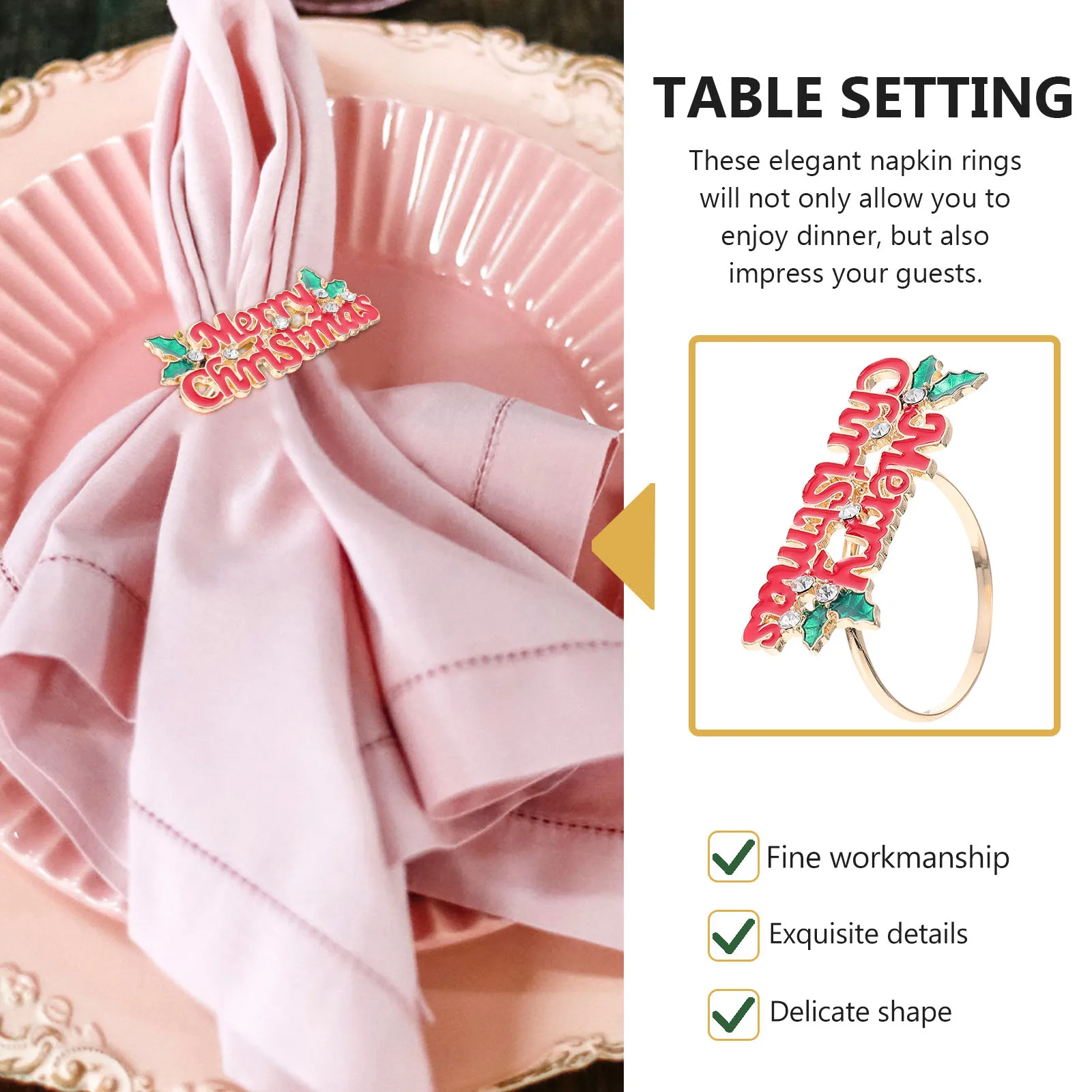 

6-шт Кольцо для салфеток Рождественские кольца Салфетка Красные держатели Праздничное украшение Банкет