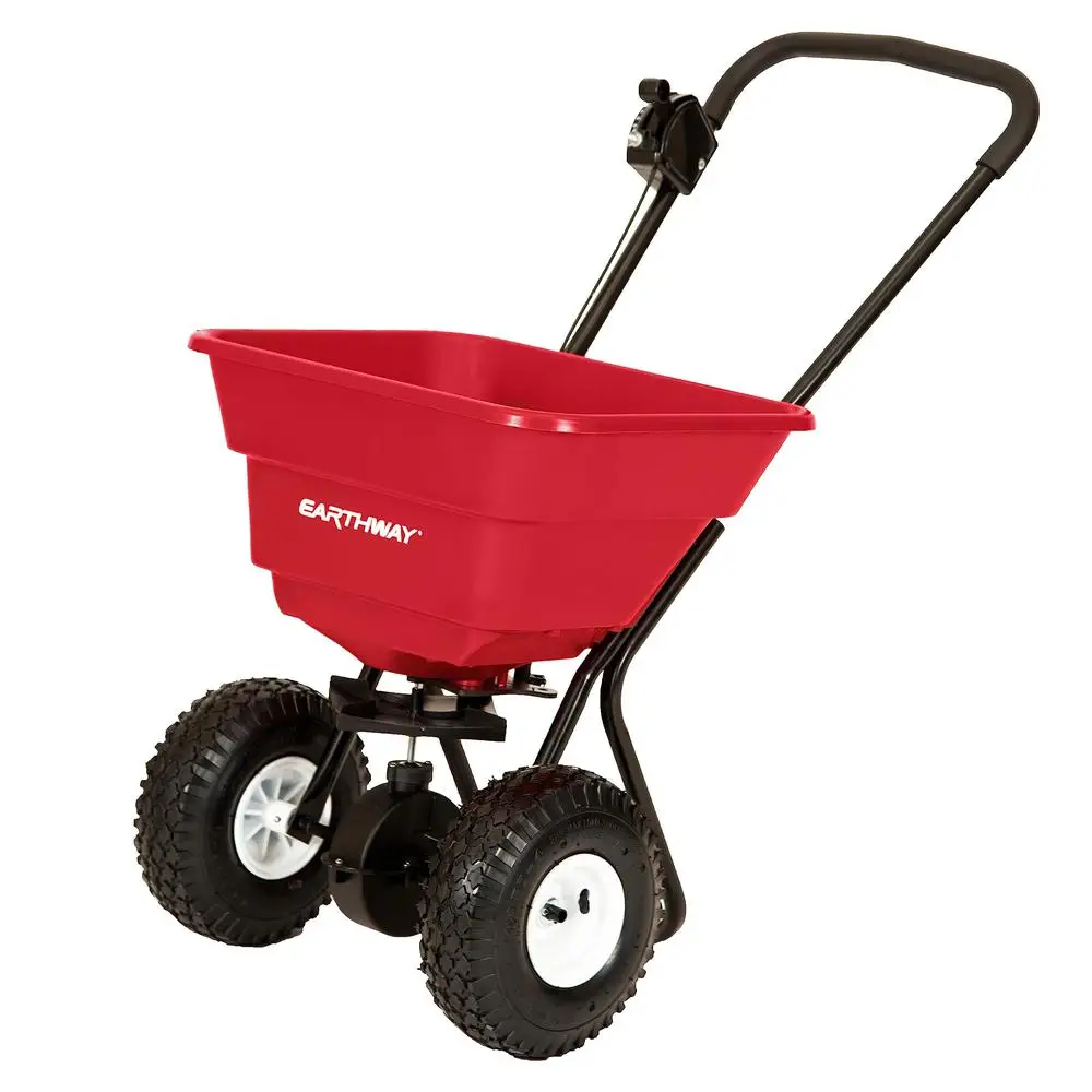 Deluxe Heavy-Duty Broadcast Spreader 80 LB Capacity Pneumatic Tires Pre-Assembled Side Spread Control Made in USA Garden Seeding