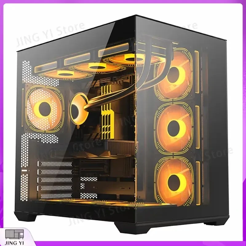 Mid Tower PC Case Full View Tempered Glass Gaming Computer Chassis ATX Micro USB 3.0 Desktop Cabinet DIY Build Black White