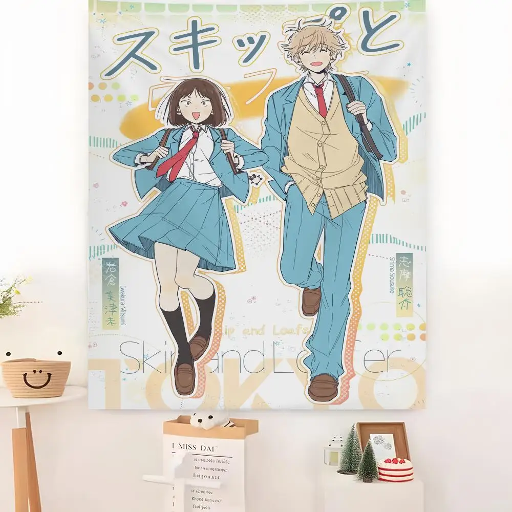 S-Skip And L-Loafer Anime Tapestry Microfiber Background Art Decor For Bedroom Living Room Bar Garden Outdoor Festival Wall Deco