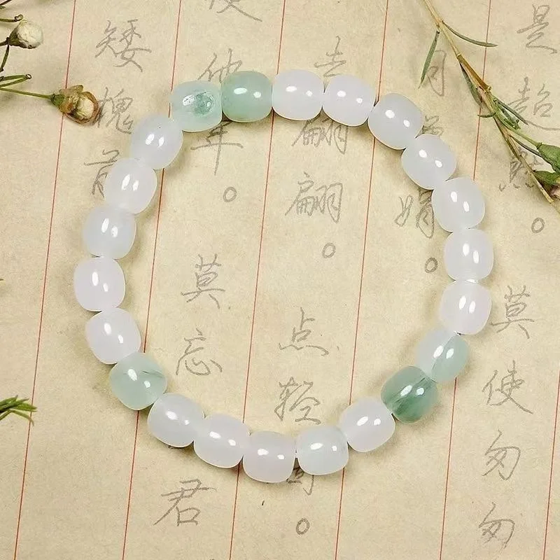 Natural Tianshan Cuipiao Flower Old Bead Single Ring Bracelet Women's Simple