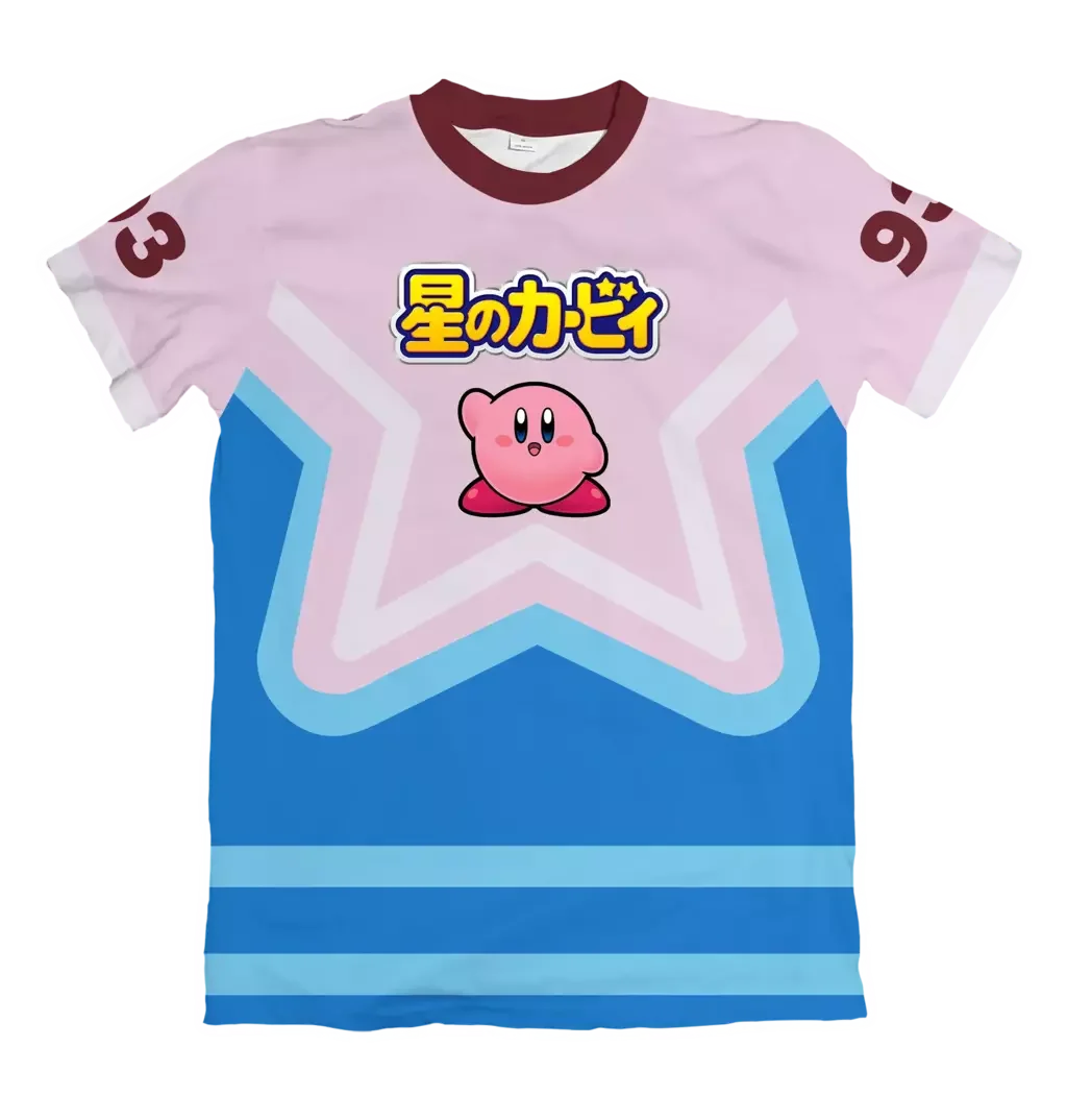 Kirby-Trikots für Erwachsene und Kinder, 3D-gedruckte T-Shirts! Retro-Sportstil, auffällig für Ausflüge, Shorts für Freunde