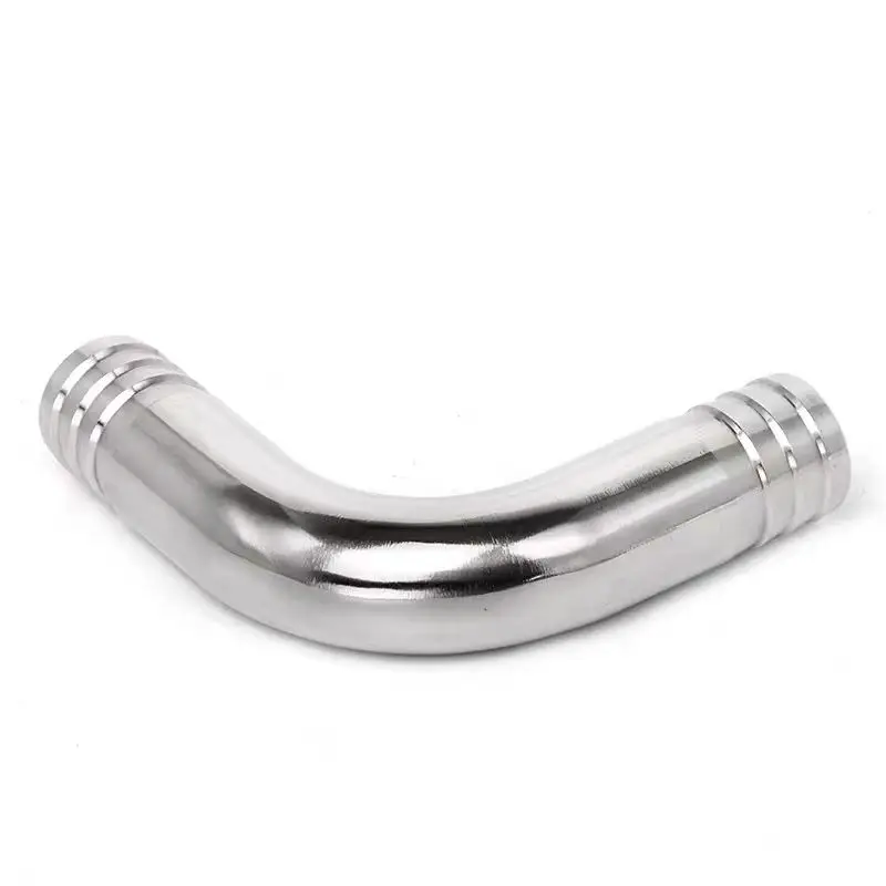 Fit Tube I.D 19/25/32/38/45/51/57/63/76/89mm Hose Barbed 304 Stainless Steel Sanitary 90 Degree Elbow Pipe Fitting 5.0