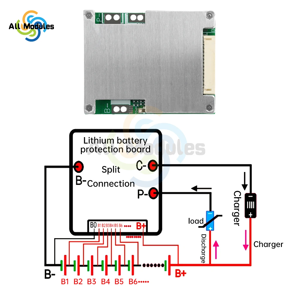 13S 48V 50A/60A BMS 18650 Li-ion Battery Protection Board Split With Equalizer Balance Battery Protection Board for EV