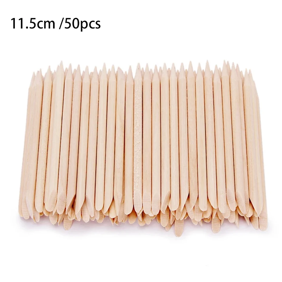 50/100 stücke Nail art Pusher Orange Holz Sticks Nagelhautschieber Entferner Strass Punktierung Entfernung Maniküre Pediküre Pflege Werkzeuge