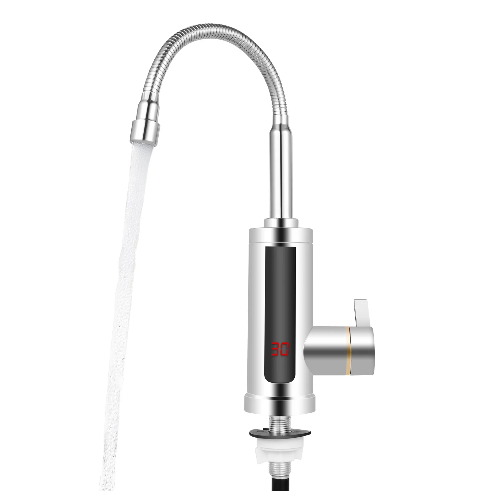 Direct elektrische waterverwarmerkraan 3000W, verstelbare warmwaterkraan met LED-scherm voor keuken en badkamer.