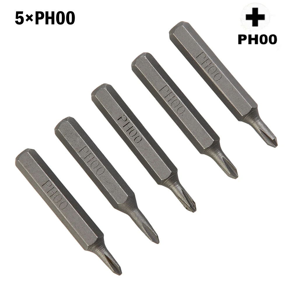 5pcs H4×28mm Cross Screwdriver Bits PH0000 PH000 PH00 PH0 PH1 PH2 4mm Drill Bits Hex Shank Nutdrivers Power Bits Hand Tools