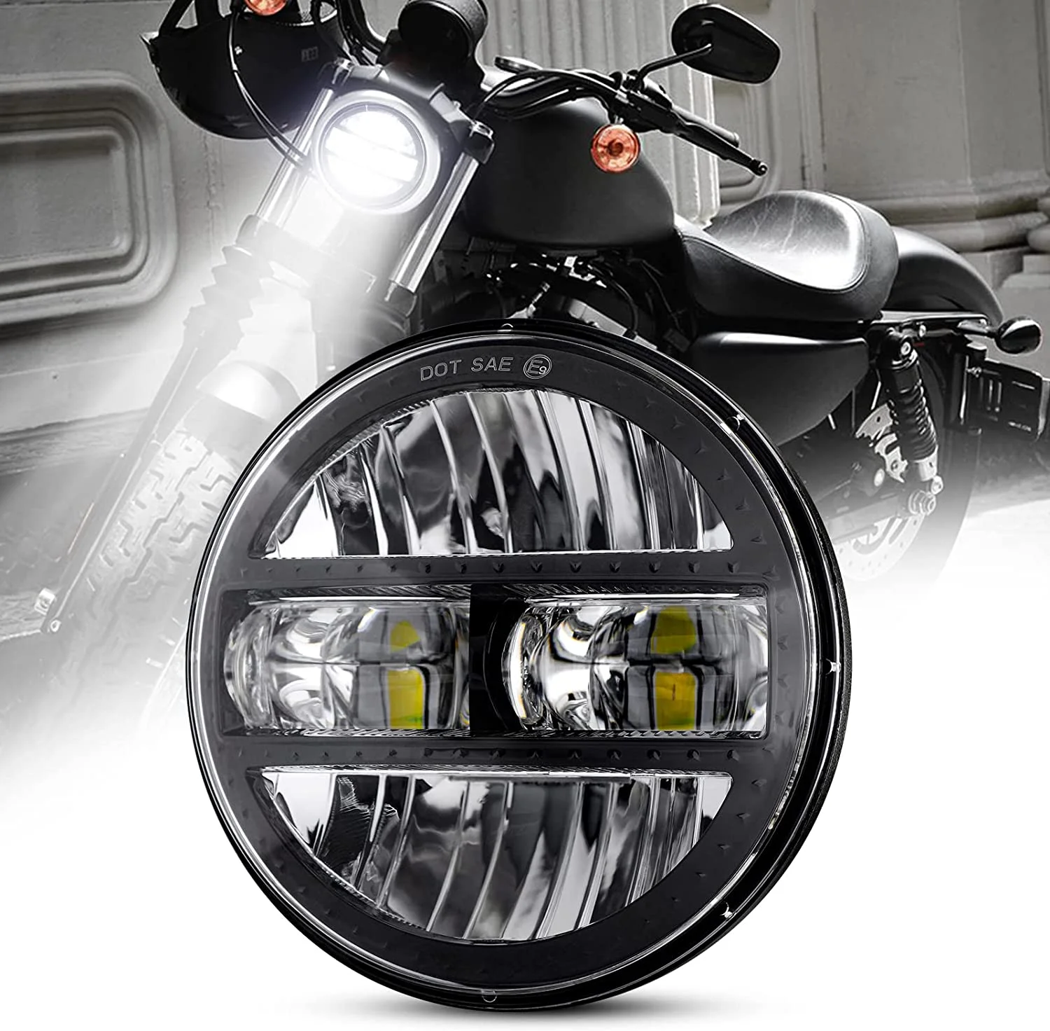 

Black/Chrome Sportster Headlight 5.75Inch LED headlights For Harley Sportster 883 1200 Street 500 750 Softail Dyna 5.75 Headlamp