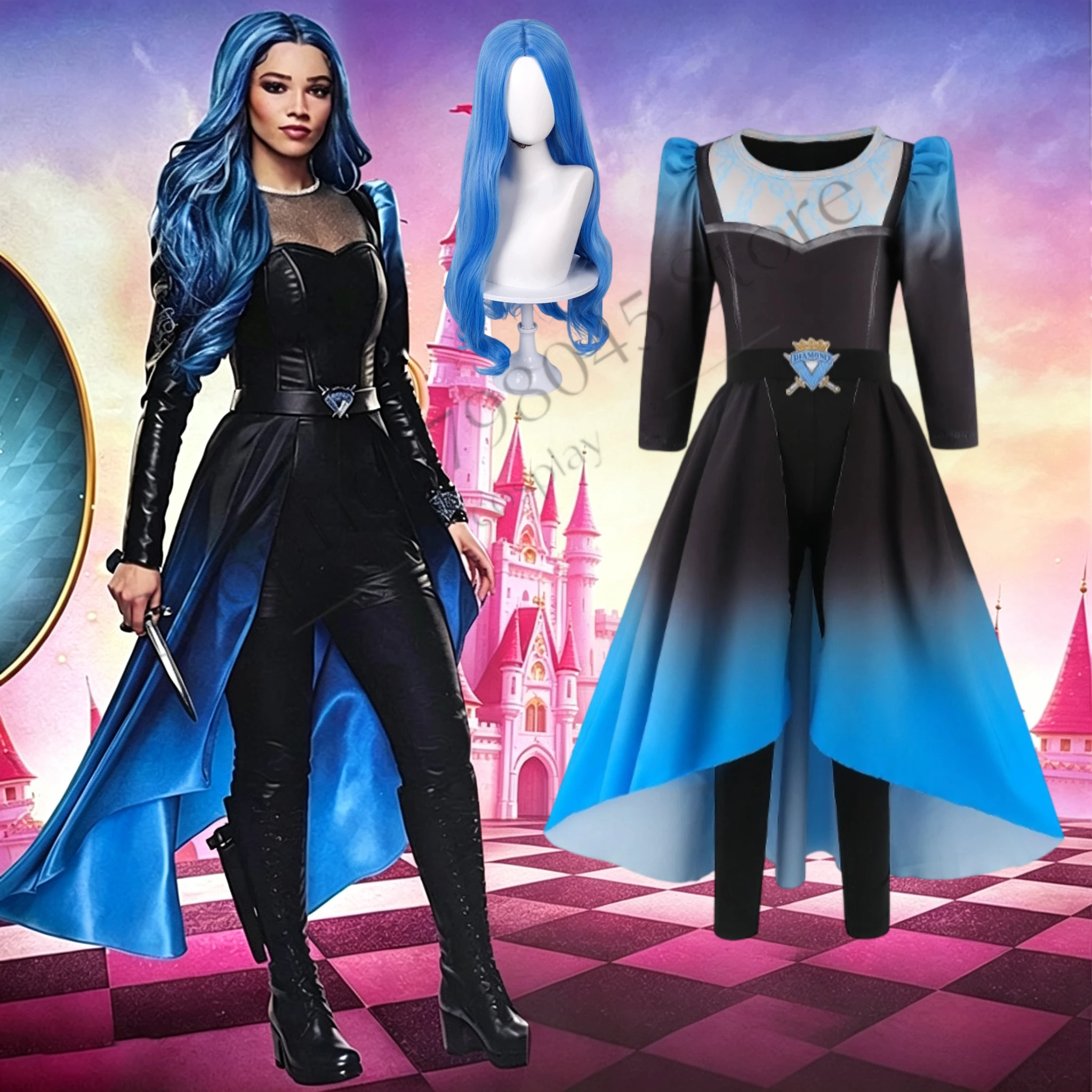 descendants evie blue dress Costume Evie doll looks just swatch:sangria pretty HARLEY|Plus Size V-neck US Size:M - US 6
