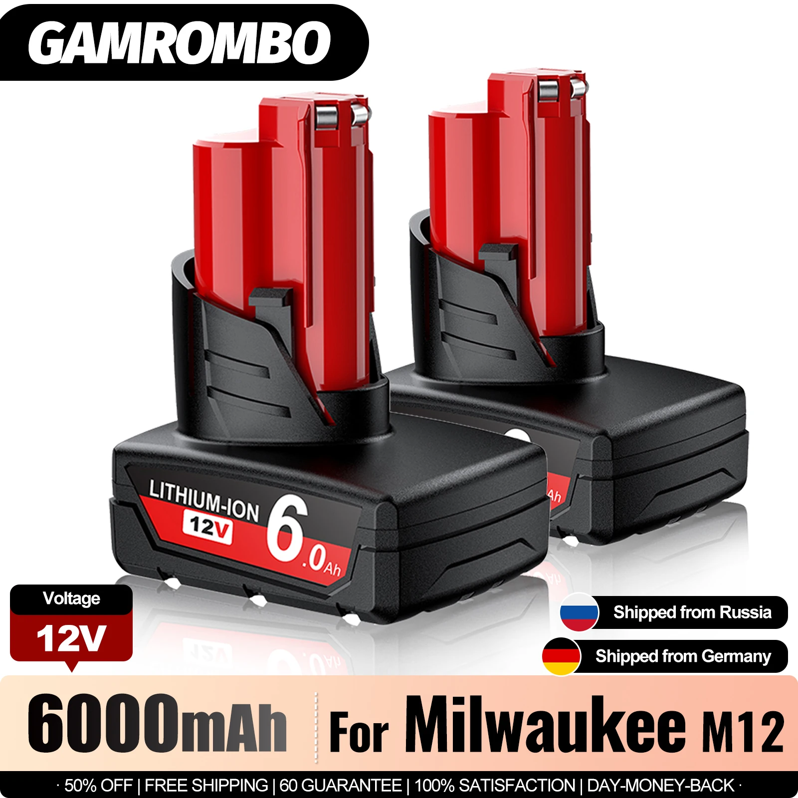 For Milwaukee M12 12V batterie 6000mAh batterie Li-Ion Rechargeable For Milwaukee 48-11-2402 48-11-2411 48-11-2401 Batteries d'outils
