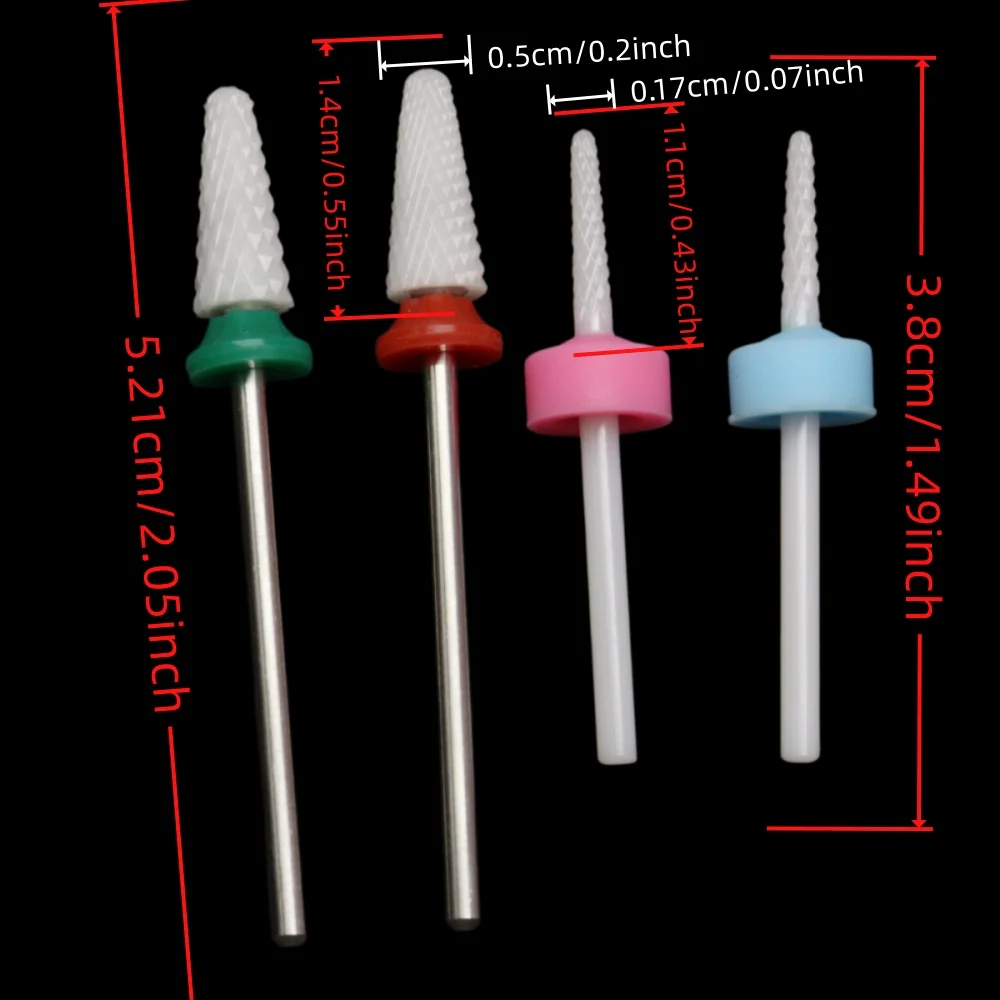 1/2Pcs Ceramic Nail Drill Bit 2.35mm Shank  Sharp E-File Bit for Gel Polish Removal, Cuticle Care & Manicure