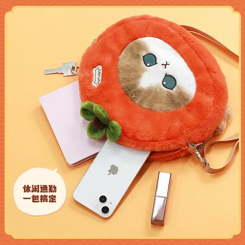 Yoyo Original Mofusand Shark Cat Peripherals Cute Plush Anime Bags 22x16cm Persimmon And Apple Series Kawaii Girl Cartoon Bag