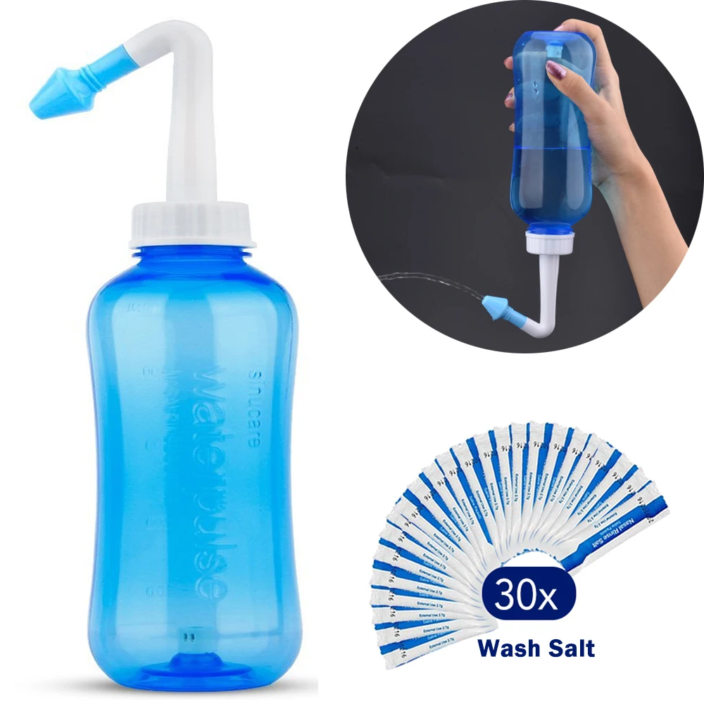 Botella de lavado Nasal, irrigador Nasal, aspirador de nariz para niños y adultos, tratamiento de rinitis alérgica sinusita Nasal, sal de lavado de nariz