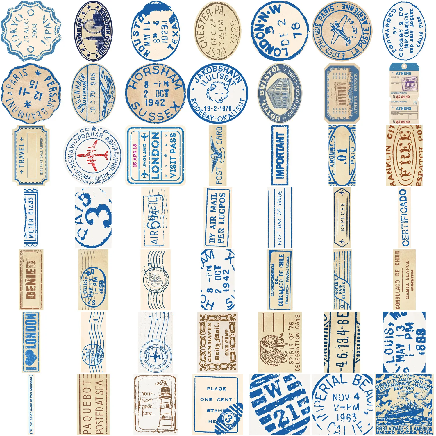 50PCS Travel Ticket Sticker Retro Style Handbook Material Phone Case Laptop Luggage Water Bottle Stationery Decorative Stickers image 3