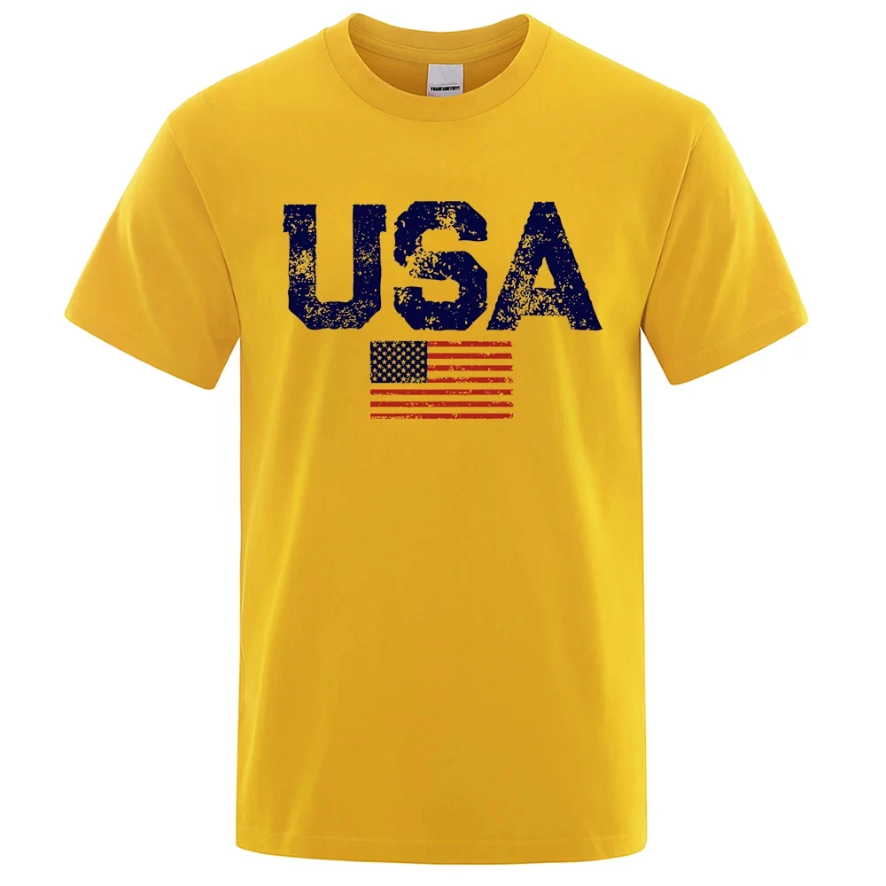 New Summer Vintage Usa Flag Street Print Male T Shirts Hip Hop Street Tshirt Casual Cotton Tops Oversize Breathable Tee Clothes