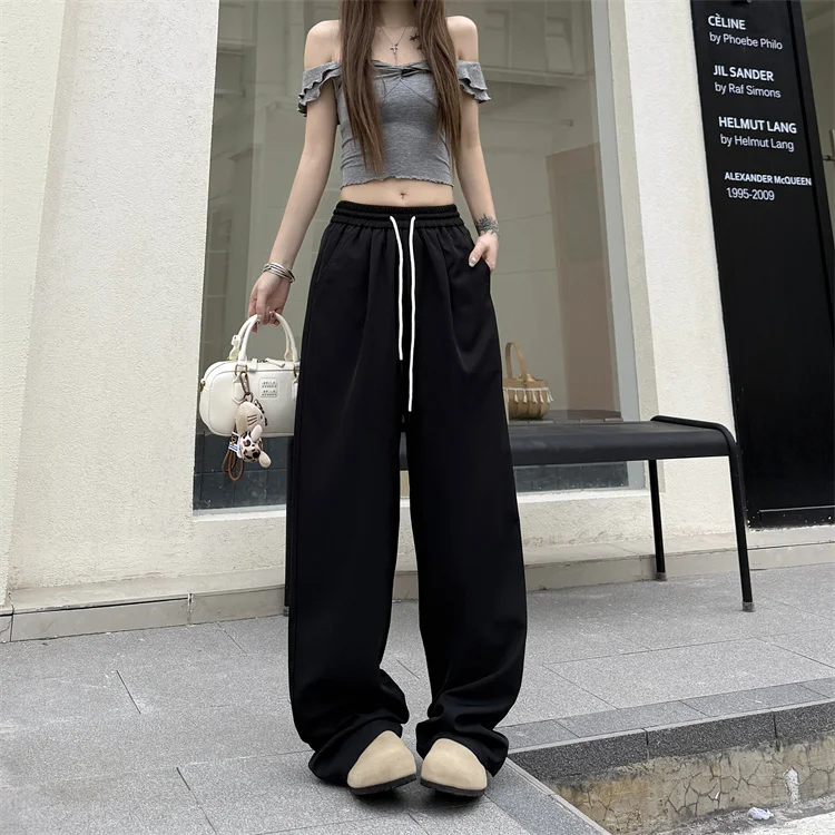 plus Size Women's Wide Leg Pants High Waist Straight Cut Quick Dry Casual Trousers Artistic Commute Style High Waist Pants