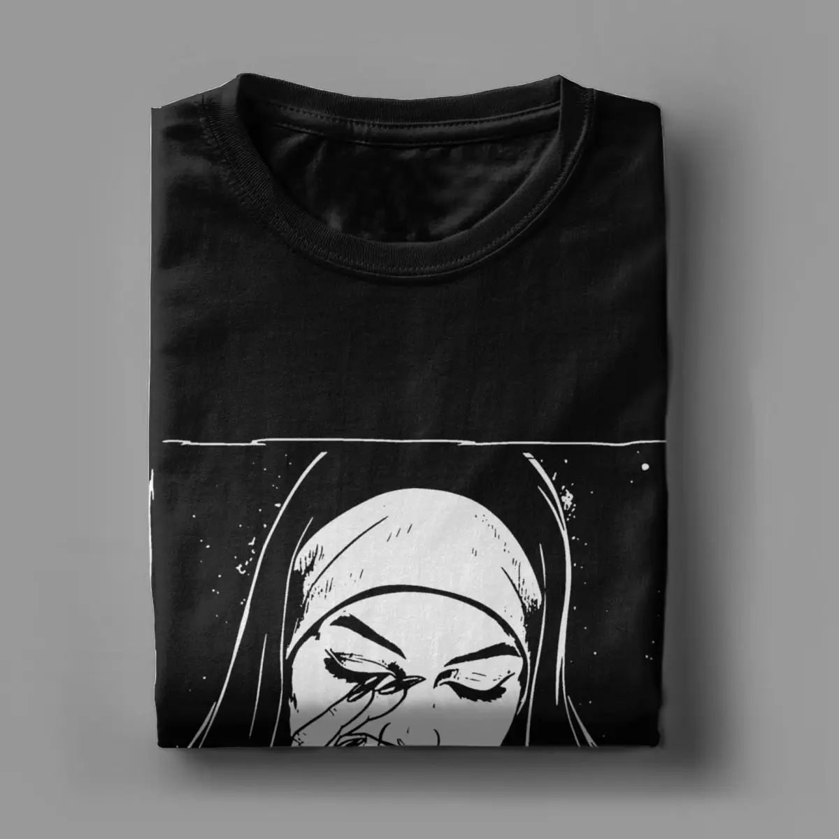 Bad Nun Gothic Satanic T Shirt Men 100% Cotton Creative T-Shirts Crewneck Tee Shirt Short Sleeve Clothes Birthday Present