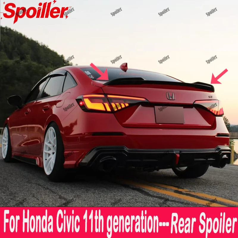 

For Honda Civic 11th Spoiler Civic 2021 2022 2023 High Quality ABS Material Rear Trunk Lip Spoiler Body Kit Accessories