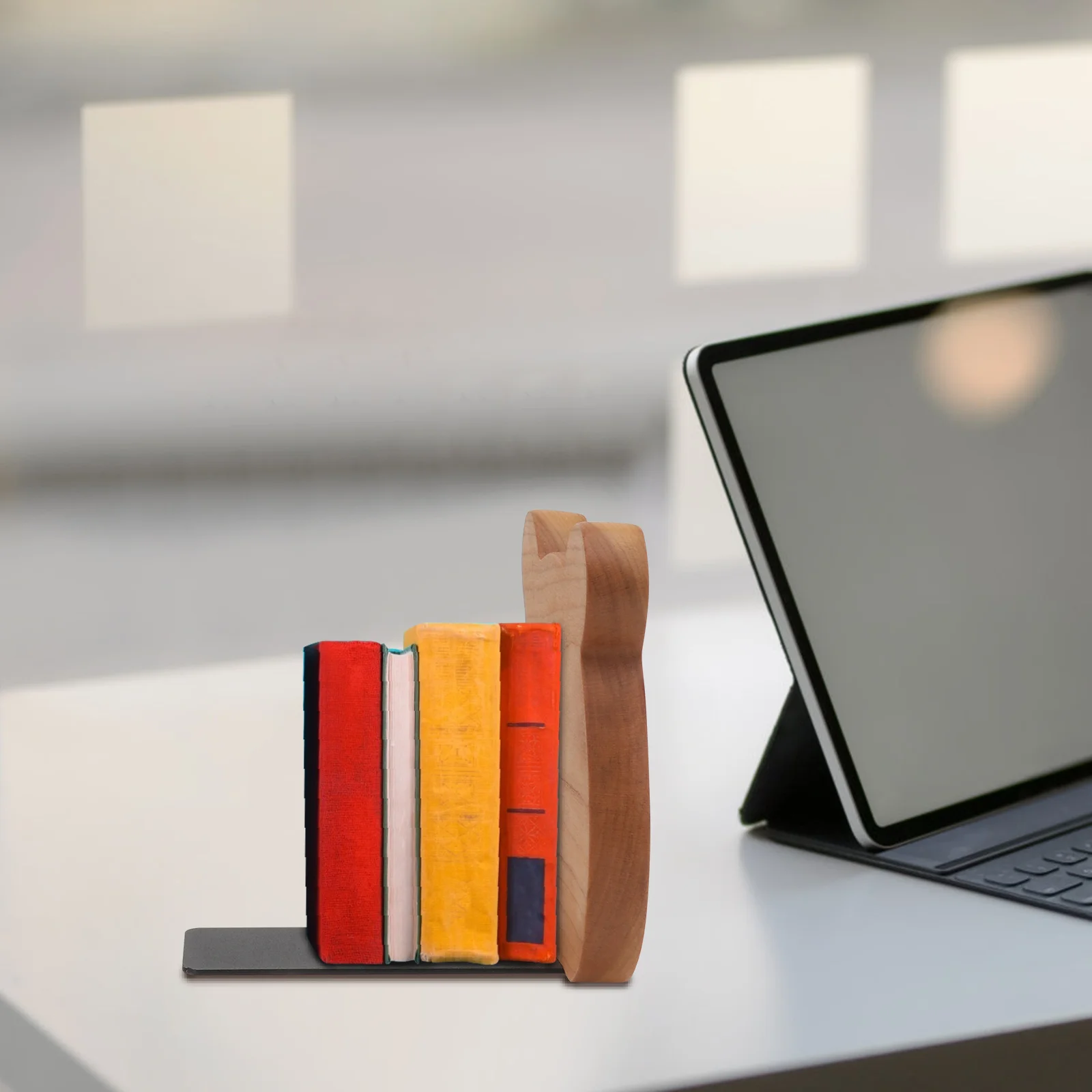 2 قطعة منظم خشبي بتصميم الدب مثالي لمكتبة غرفة الدراسة للاستخدام المزخرف وحامل كتب خشبي #5