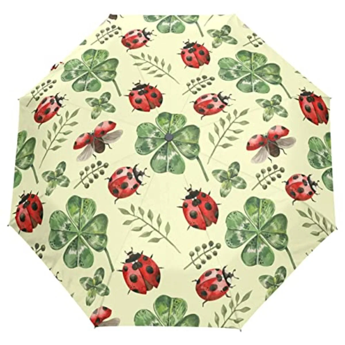 

Cartoon Ladybug Folding Umbrella Wild Insects Animals Compact Windproof Travel Umbrellas Rain Sun for Adults Teens Kids Girls