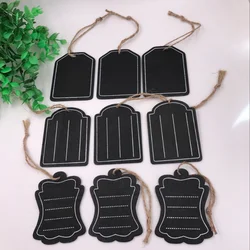 1Set 12Pcs Household Double-sided Blackboard Style Hemp Rope Pendant Wedding Party Decoration Pendant Wood Artifact Chalkboard