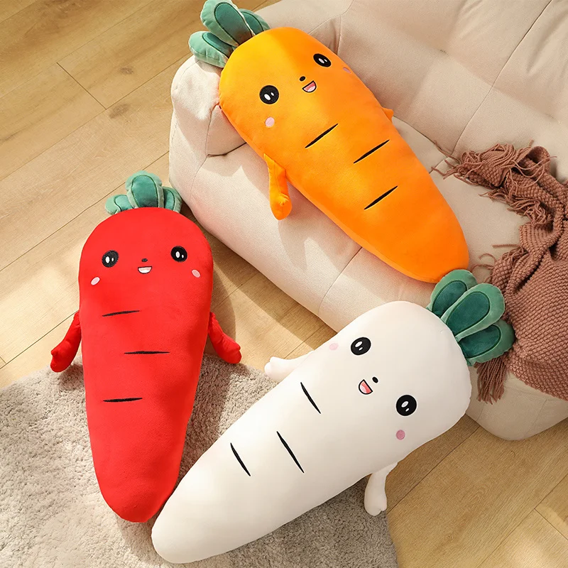 50/90 cm carino rapa bambola farcito squishy ravanello peluche rosso arancione bianco coniglio volto sorridente pianta peluche regalo
