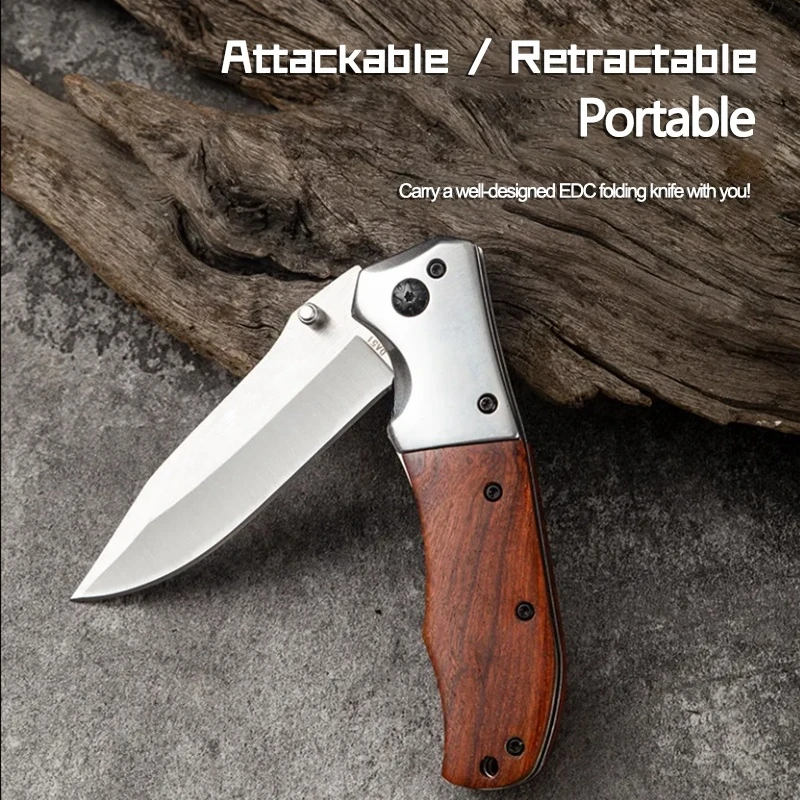 Outdoor Portable Da51 Portable Foldableing Knife Camping Style Mountaineering Portable Multi-Purpose Wooden Handle Tactical Camping Style