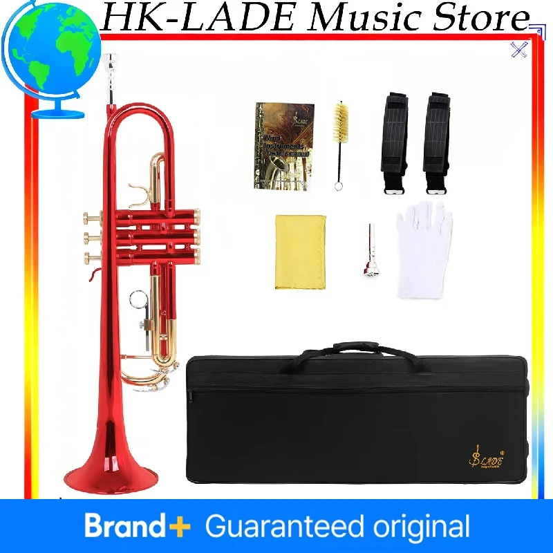 بوق SLADE Bb مع قفازات قطعة الفم وحزام قماش للتنظيف - بوق نحاسي ملحقات وقطع غيار ترومبيت موسيقي #1