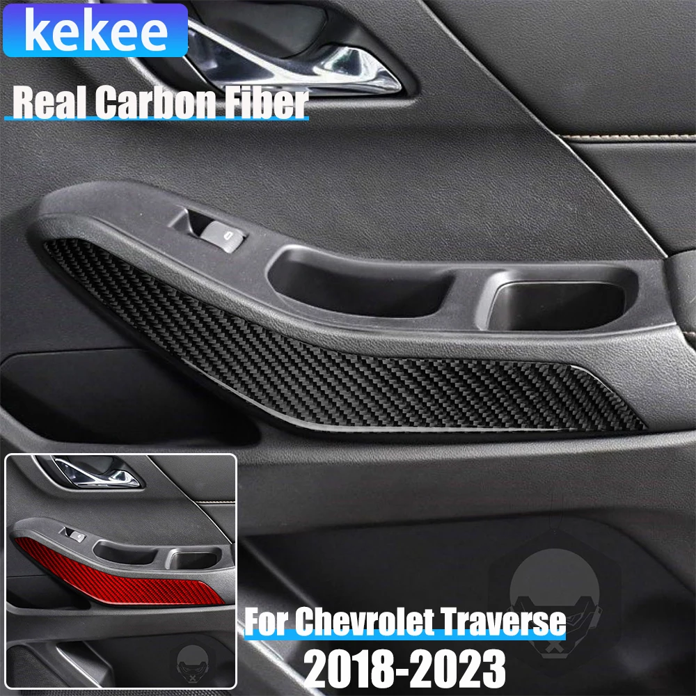 

Real Carbon Fiber Car Accessories Door Armrest Cover Soft Sticker For Chevrolet Traverse RS LT 2018 2019 2020 2021 2022 2023