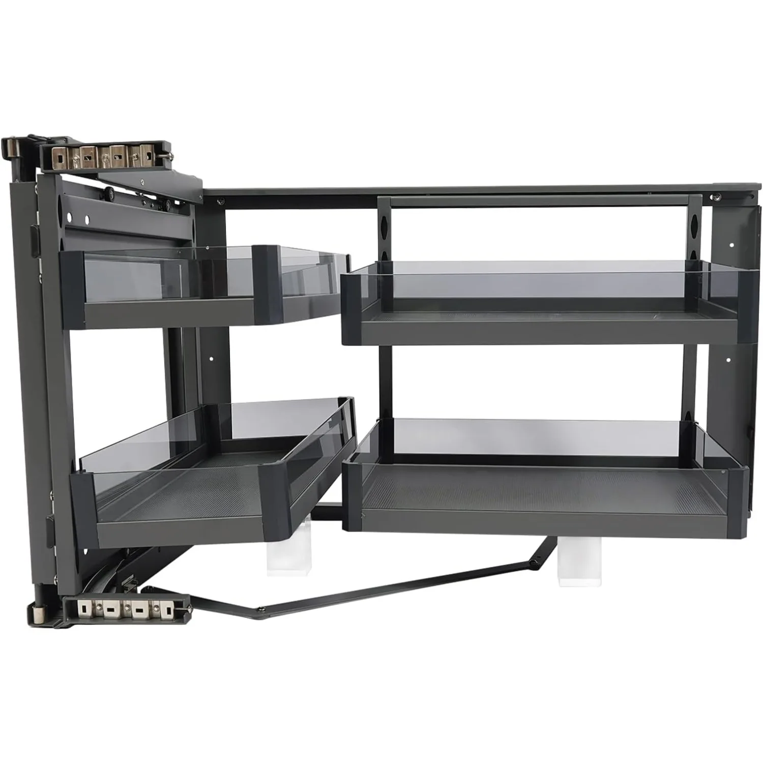 

Слепой угловой шкаф 2-уровневый выдвижной угловой шкаф с 4 съемными полками Левый или правый выдвижной органайзер для 14-дюймового открытого пространства