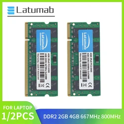 Latumab-memoria RAM DDR2 para portátil, 4GB, 2GB, 667MHz = PC2-5300, 800MHz = PC2-6400, SODIMM, 1,8 V, alta compatibilidad