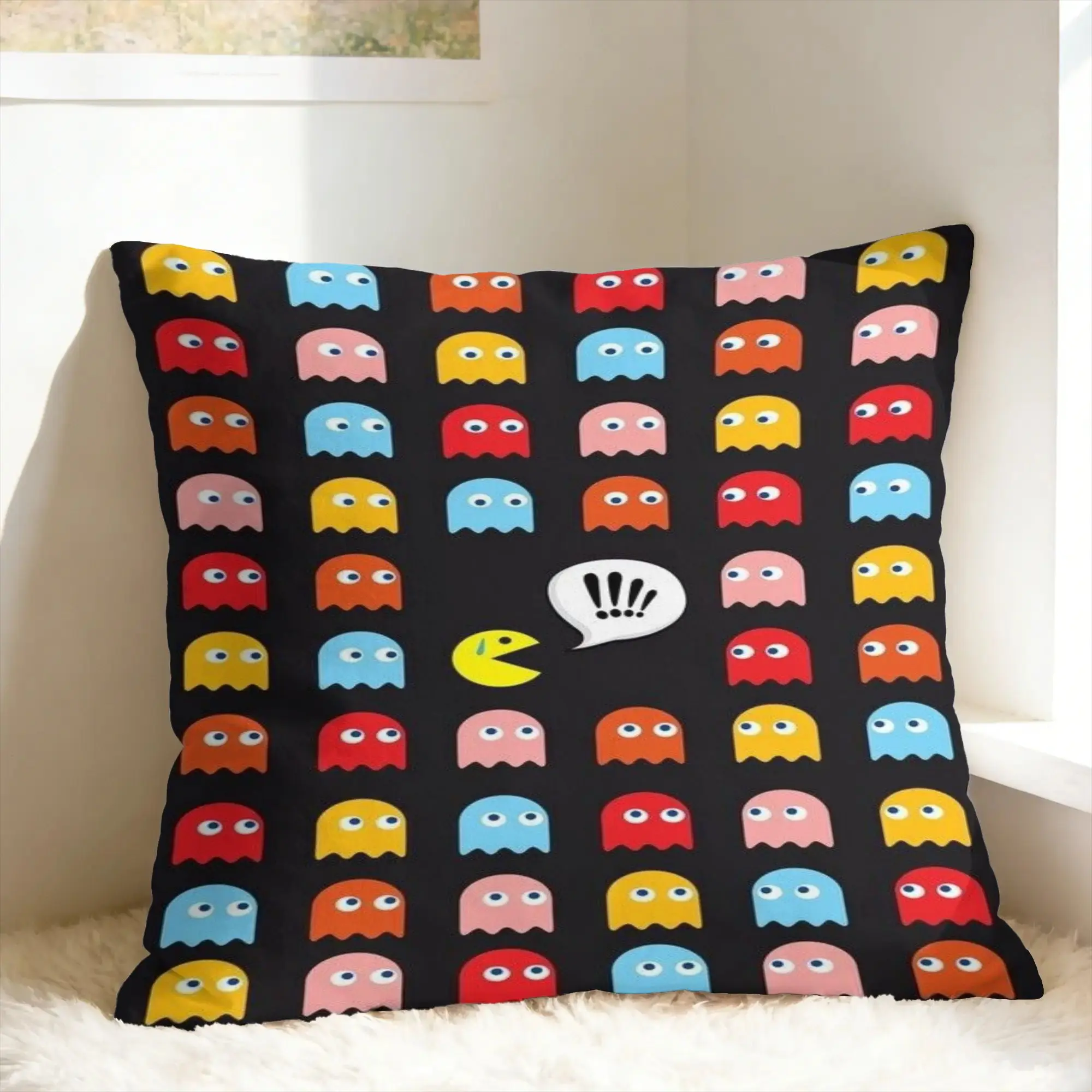 Pac-Man Pillow Case  Comfy Pillow Cover Retro Trendy Pillowcases For Sofa Bedroom Home Decor
