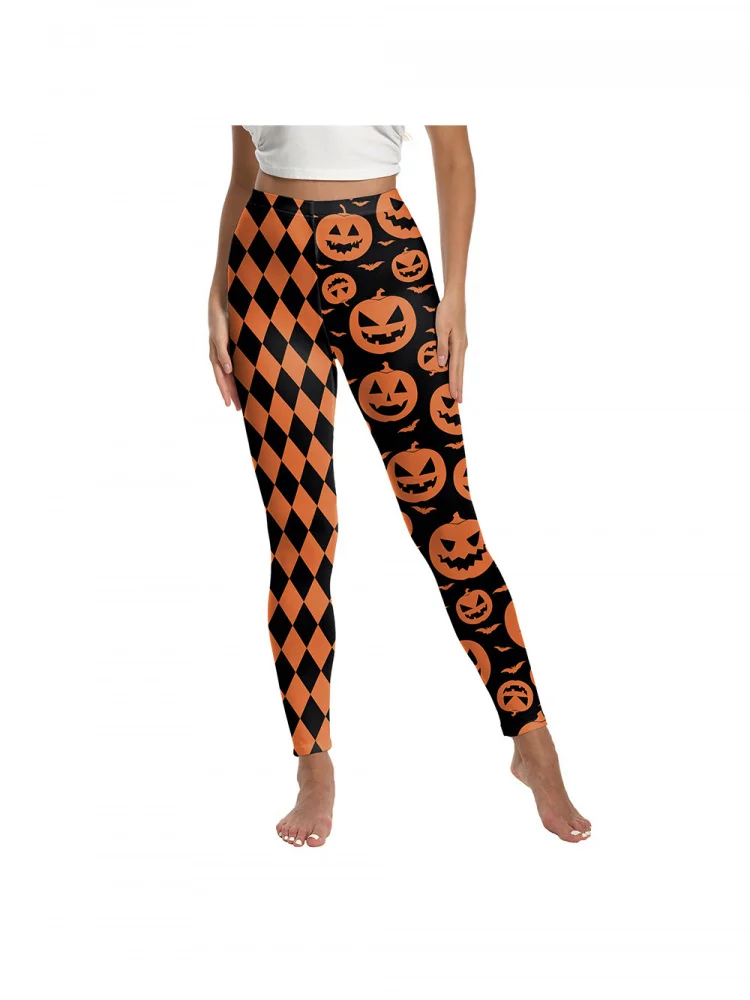 Loween impressão digital calças de yoga esportes femininos apertando bunda abóbora horror cosplay calças outono faion senhoras calças