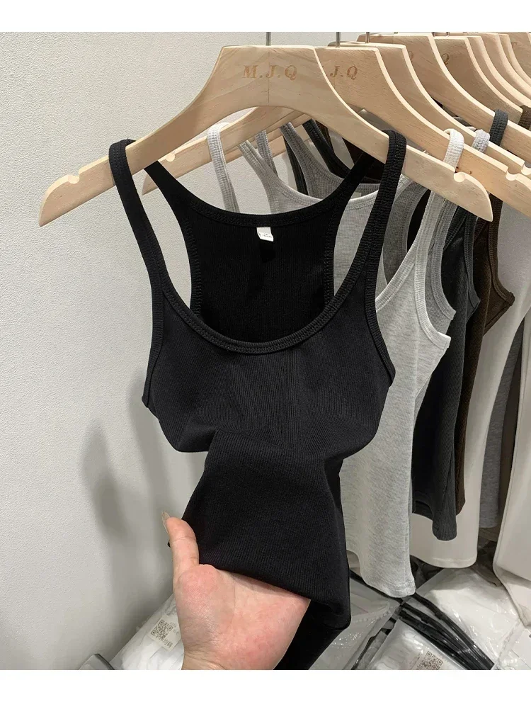 Layering Outerwear Tees 2026 Sommer Y2K Hot Girl Gestricktes Geripptes Damen-Camisole Figurformendes Ärmelloses Tanktop – Detail 35