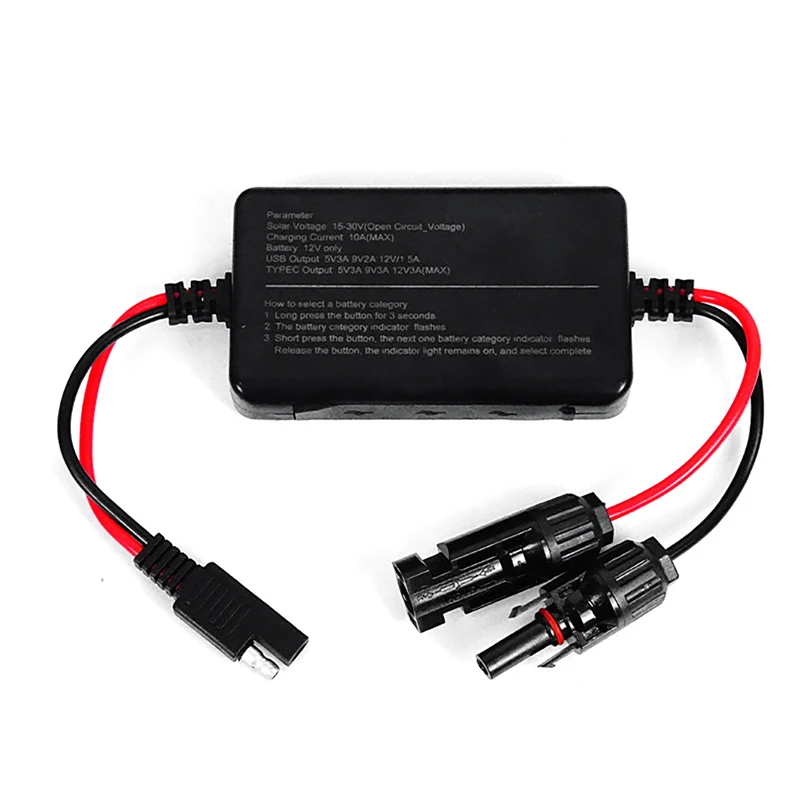 MPPT Solar Charge Controller 10A 12V, Solar Panel Controller Featuring Type-C Input, USB Output For Lifepo Battery