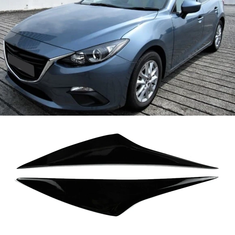 

Car Front Headlight Eyebrow Cover Head Light Lamp Eyelid Eyebrow Trim Resin For Mazda 3 Axela 2014-2016