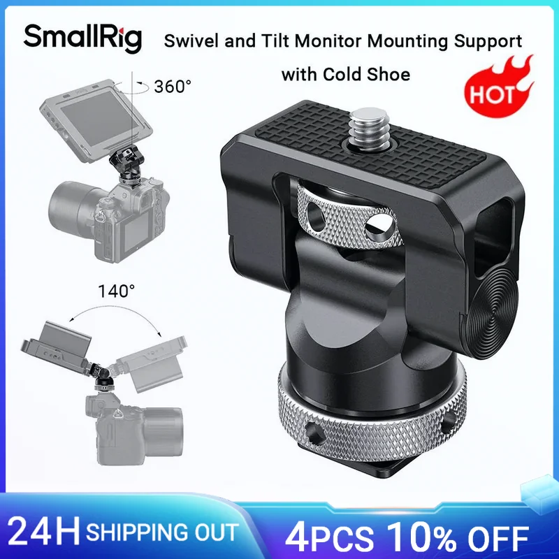 SmallRig Field Monitor Mount Holder with 360 Degree Swivel and 140 Degree Tilt w Cold Shoe for 5 Inch & 7 Inch Monitor -BSE2346B