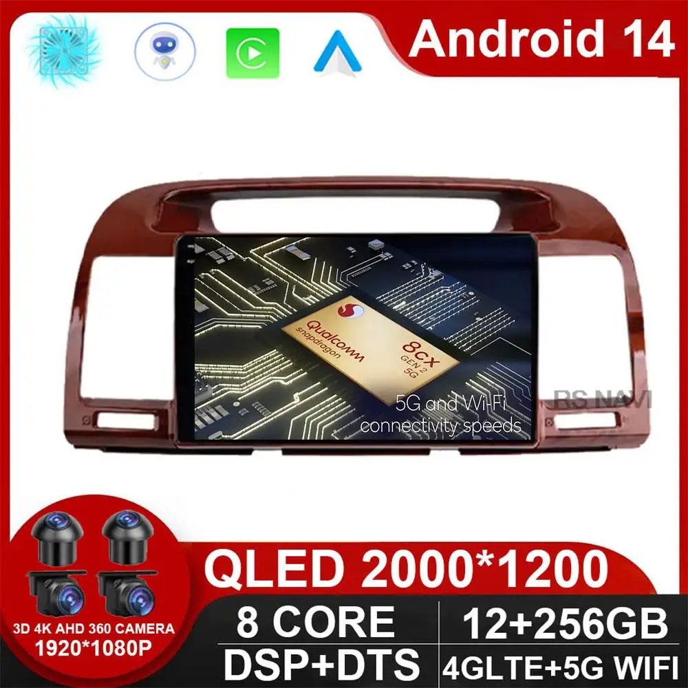 

9 Inch Qled 5G Car Radio Android 14 Auto For Toyota Camry 5 XV 30 2001 - 2006 Multimedia Player Stereos Carplay Gps NO 2din