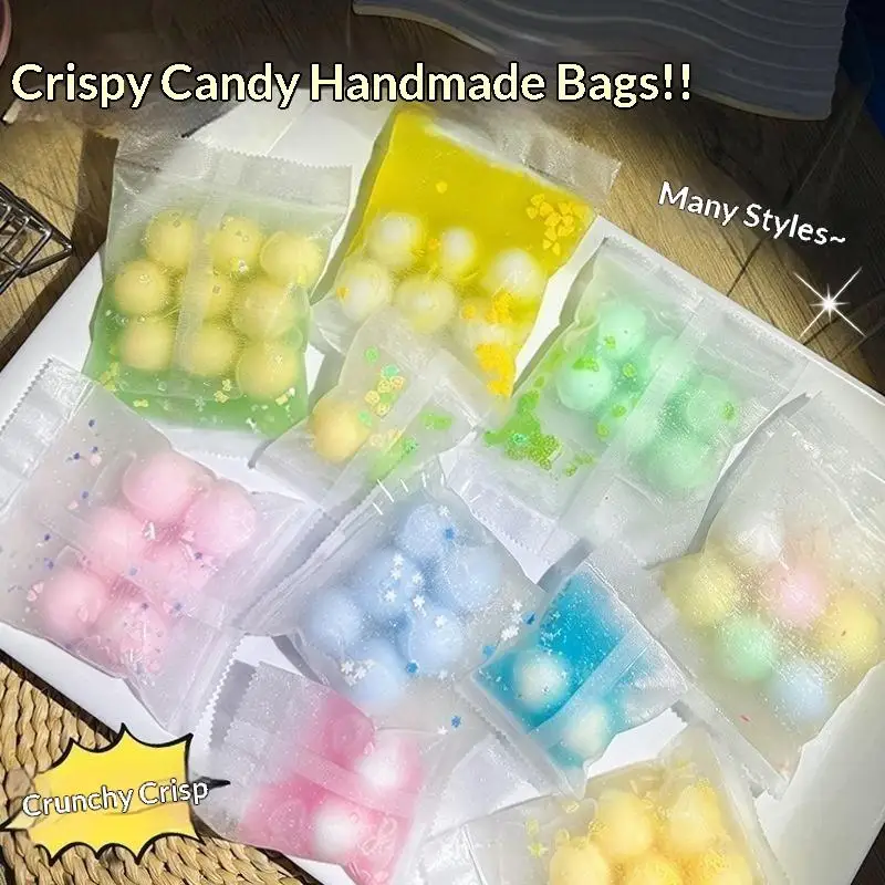 New Candy Crispy Wax Handmade Squeeze Toy Crunch Sound Fidget Squeeze Bag Soft Stress Relief Play Toy For Kids Adults Relax Gift