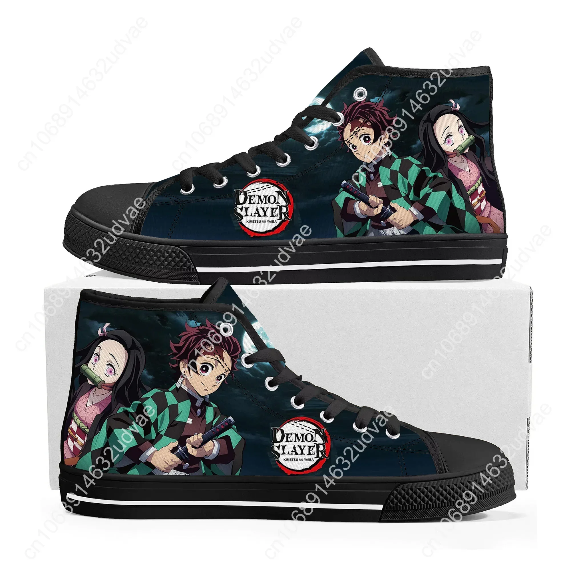 Baskets montantes de dessin animé Anime japonais pour hommes et femmes, chaussures de rencontre en toile pour adolescents, chaussures personnalisées, chaussures décontractées Tanjirou Nezuk, haute qualité