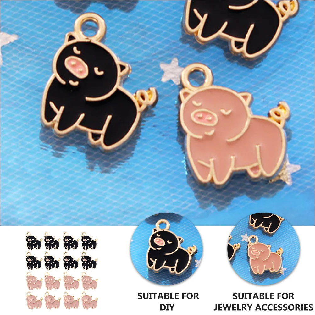 20 Pcs Jewelry Accessories Cellphone Piggy Charm Pendant Korean Version Necklace Drop of Oil DIY Craft Charms Creative Pendants