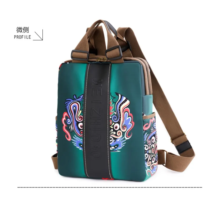 Mochila de nailon para maquillaje Facial Unisex, bolsa de gran capacidad con patrón de ópera de estilo chino, PU, a la moda, gran oferta, 2024