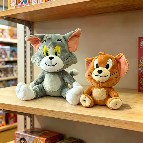 Tom And Jerry Plush Toy Official Licensed Soft Stuffed Cat Mouse Doll for Kids Sleeping Companion Gift
