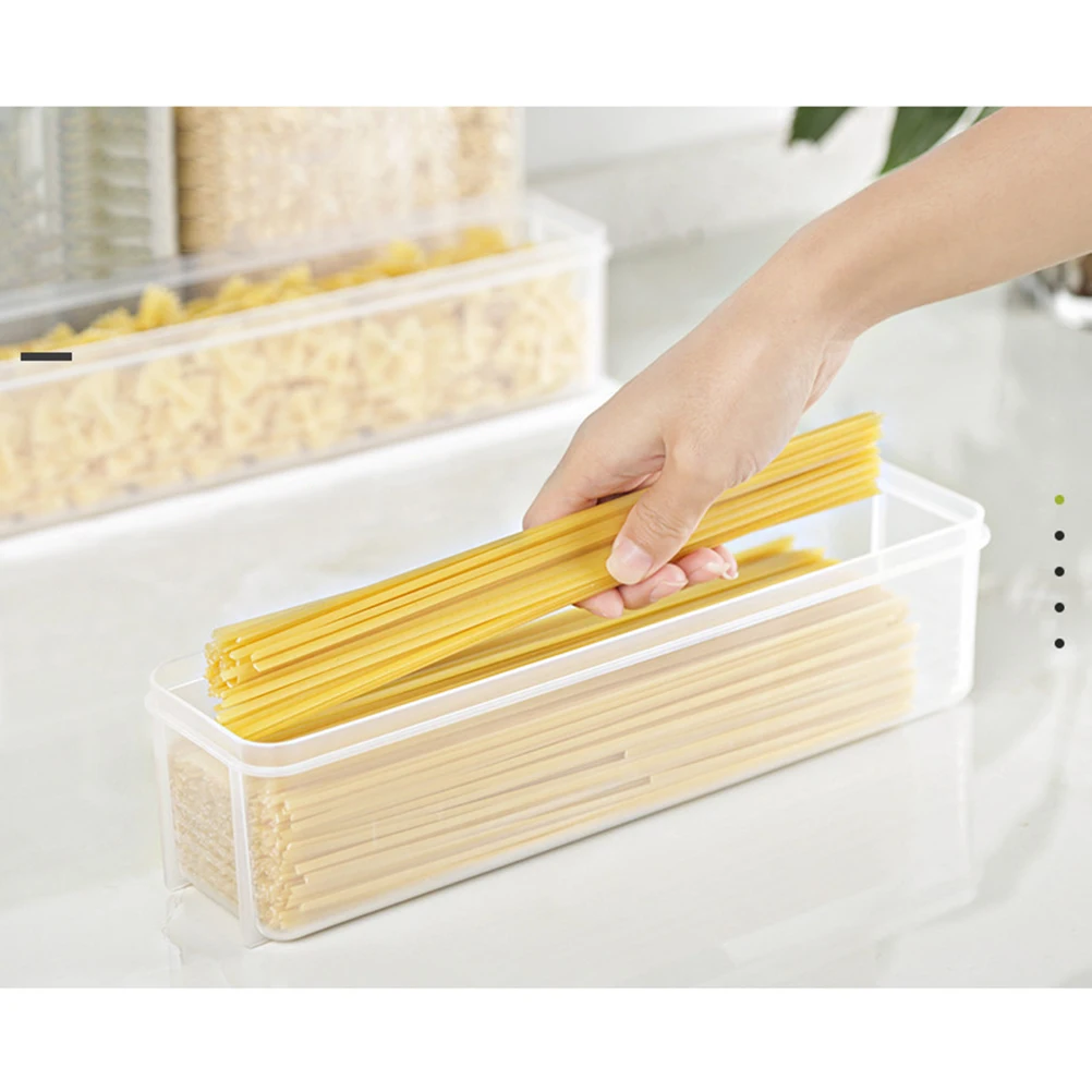 

2Pcs Noodles Box Food Storage Container Heavy Duty Clear Plastic with Airtight Lid for Dry Goods Spices Baking Supplies Fridge