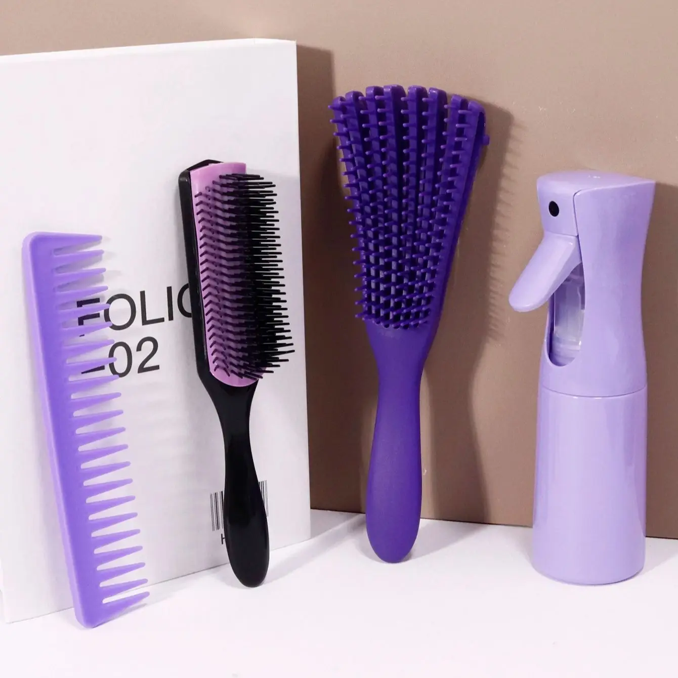 4-pcs hair styling tool set, exfoliating hair brush and comb set with spray bottle for easy styling, Special for real hair wigs
